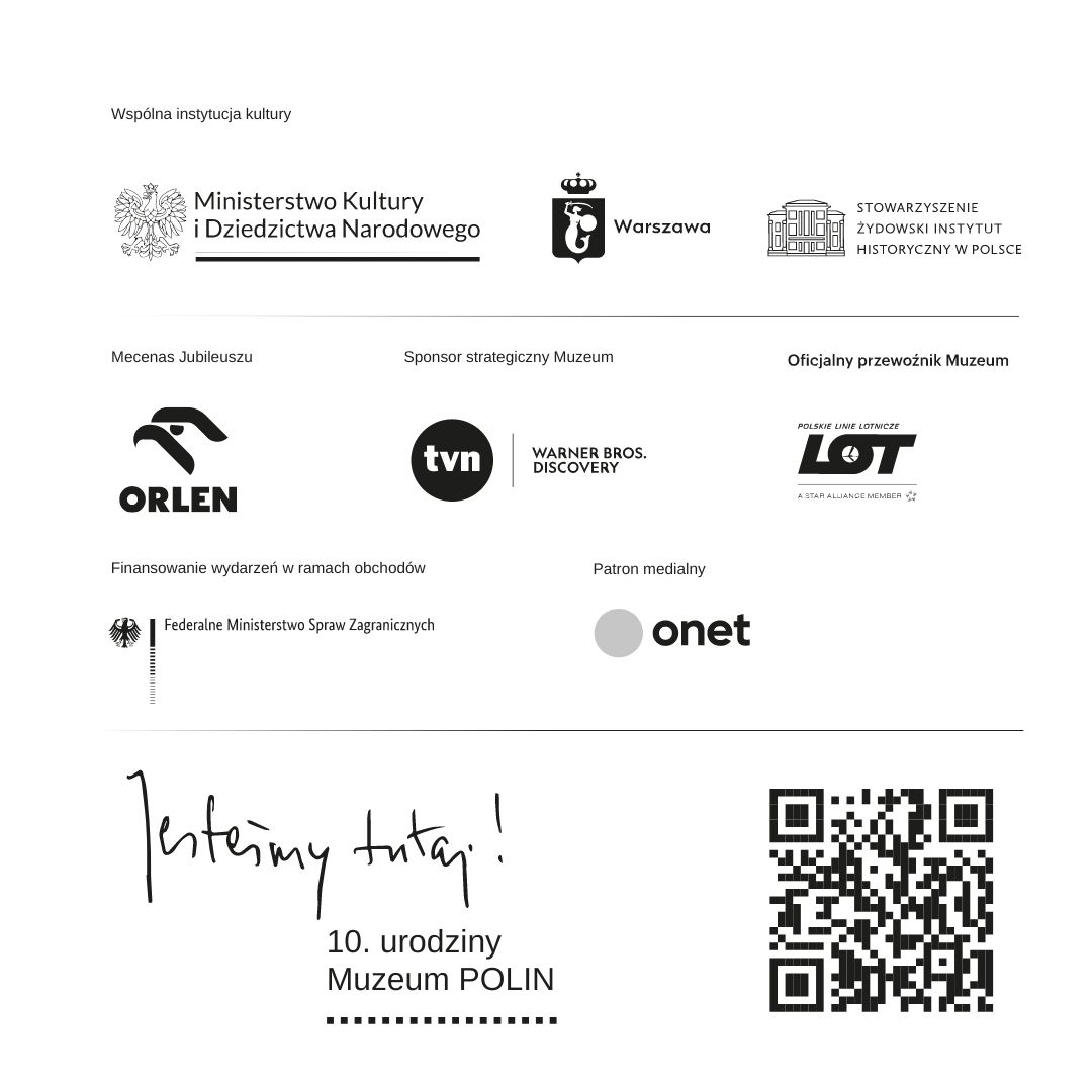 Logotypy organizatorów i partnerów 10. urodzin Muzeum POLIN