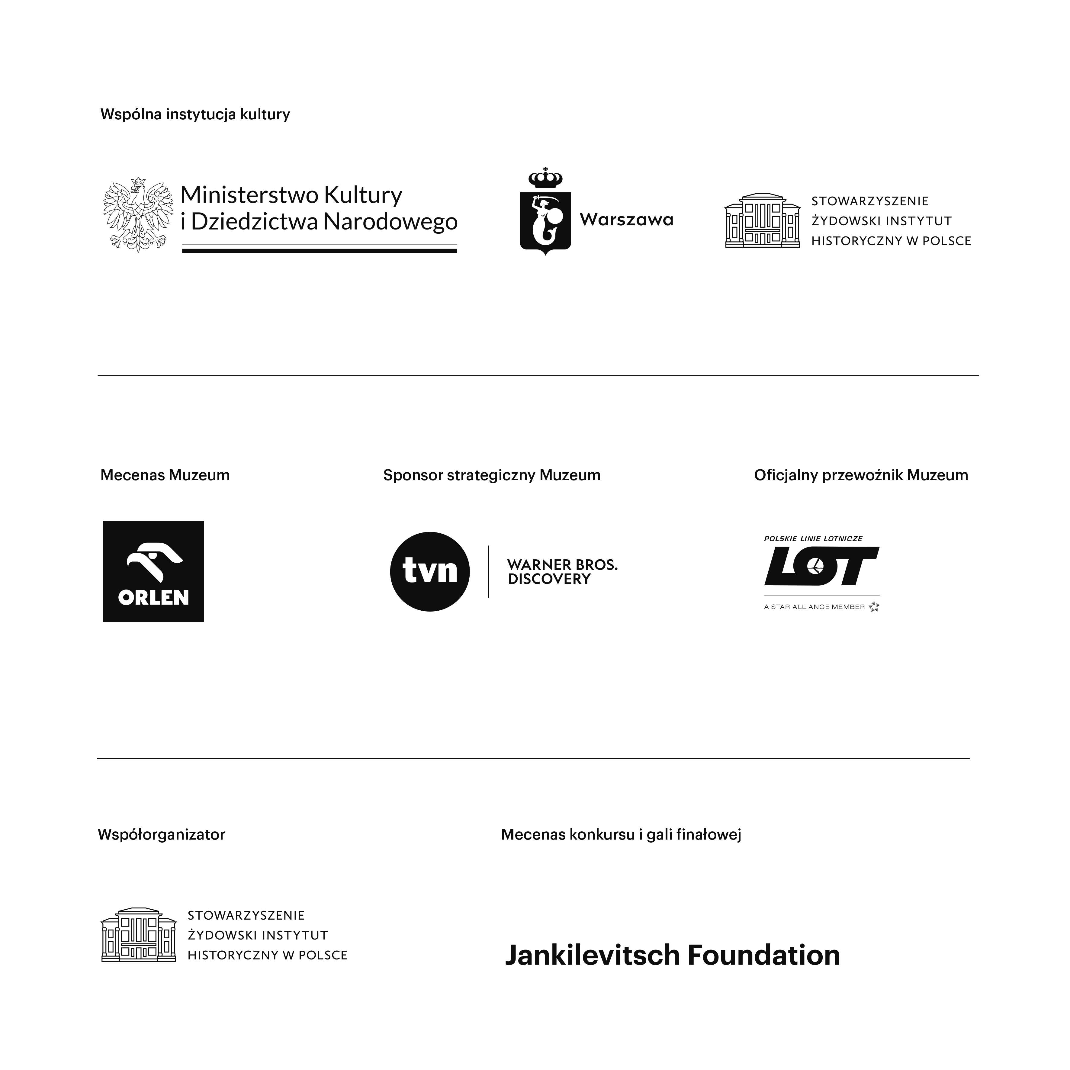 logotypy sponsorów Nagrody POLIN