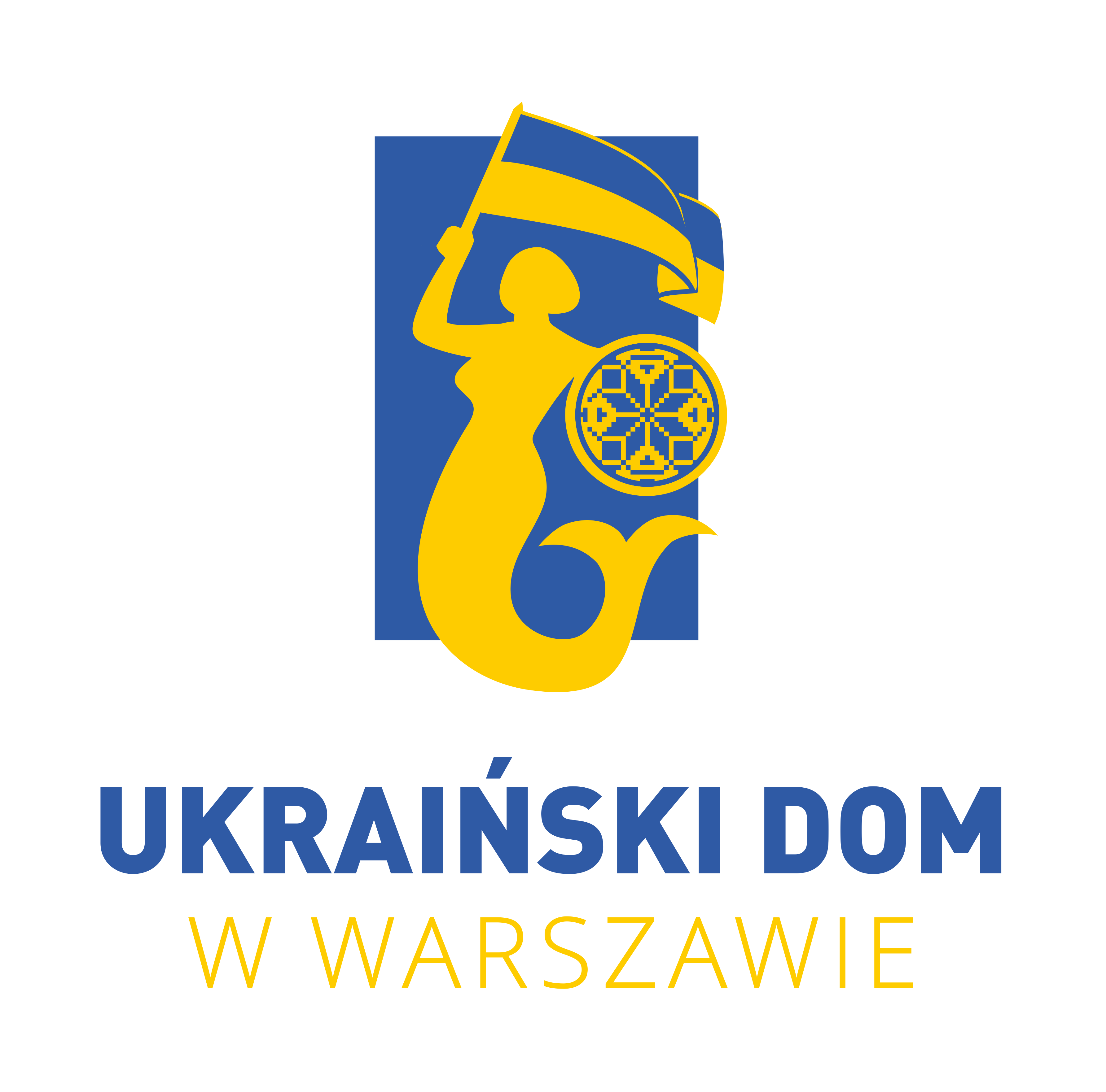 Logo Ukraińskiego Domu w Warszawie w niebiesko-żółtej kolorystyce