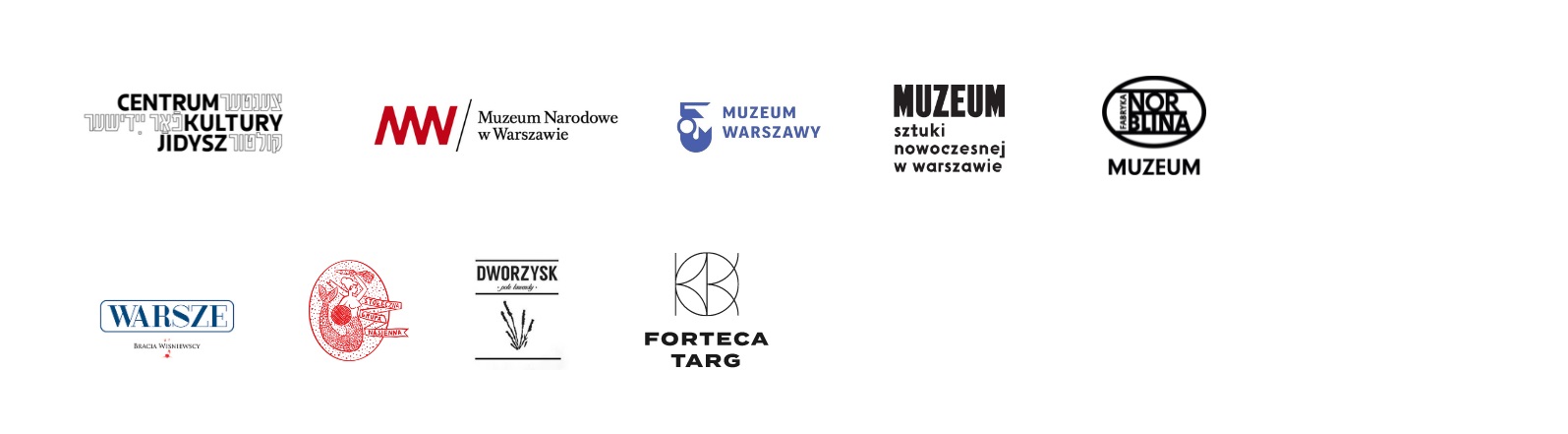 Logos of institution which cooperates with POLIN Museum on TISH Festival 2023