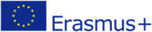 "Logo Programu Erasmus Plus Komisji Europejskiej: żółte gwiazdki ułożone w kółko, na granatowym tle i napis Erasmus+"