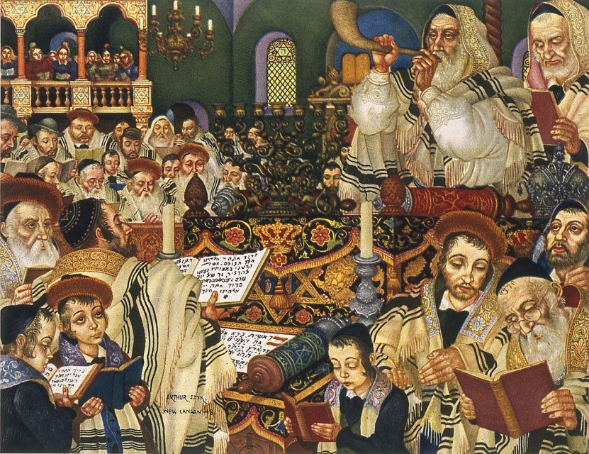 Obraz Artura Szyka "Rosz ha-Szana" ilustrujący obchody tego żydowskiego święta.