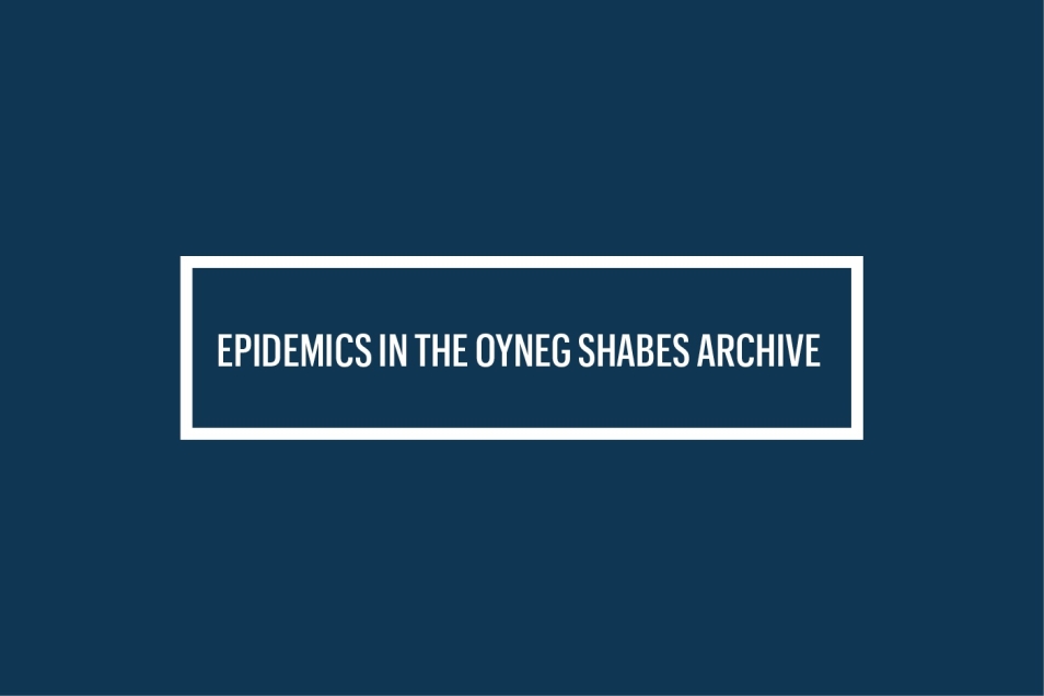 Na granatowym tle biały napis: Epidemics in the Oyneg Shabes Archive