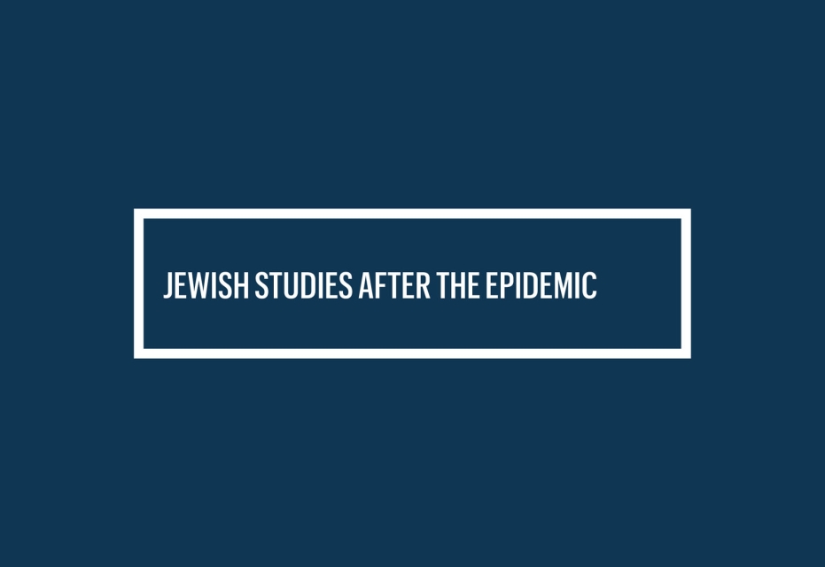 Na granatowym tle biały napis: Jewish studies after the epidemic