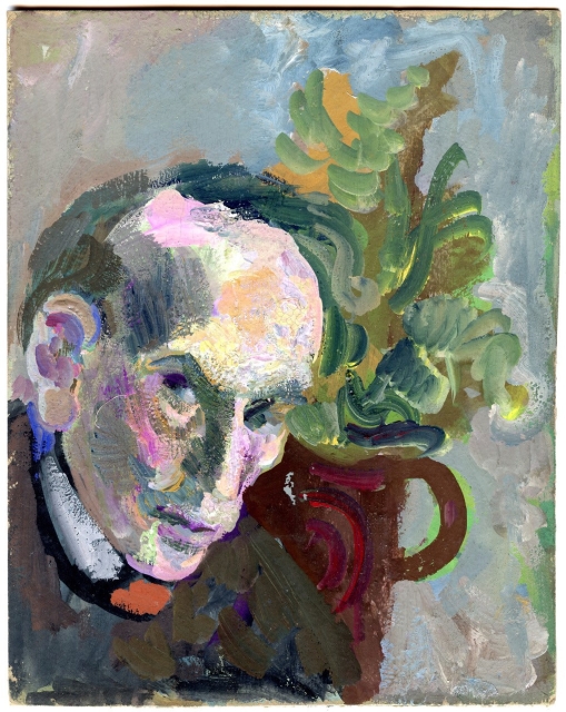 Na obrazie widzimy obraz autorstwa Ilya Schor zatytułowany "Self-Portrait with Still Life"