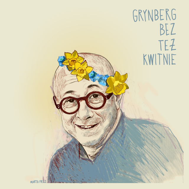 Na obrazie widzimy grafikę Marty Frej "Mikołaj Grynberg".