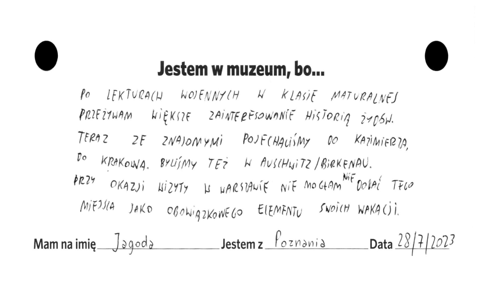 Opinia o wystawie stałej w języku polskim