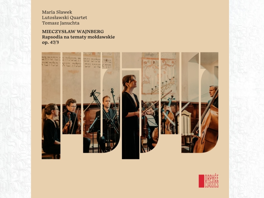 Okładka płyty ""Rapsodia na tematy mołdawskie op. 47" - na niej autorzy albumu: Maria Sławek, Lutosławski Quartet oraz Tomasz Januchta.