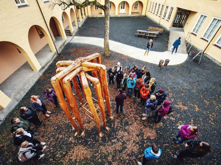 Participants of seminar in some courtyard.