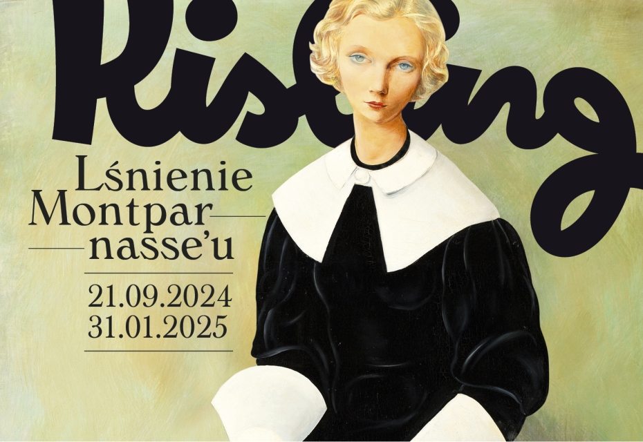 Okładka wystawy "Kisling. Lśnienie Montparnasse'u" - portret młodej dziewczyny z tulipanem oraz daty 21.09.2024-31.01.2025.