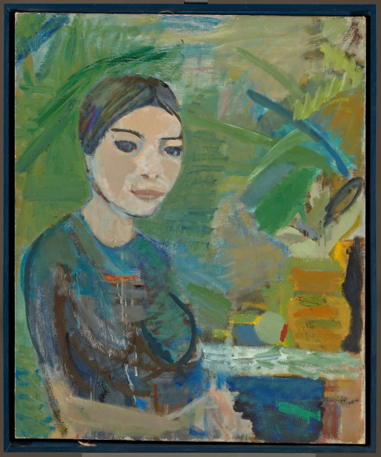 "Portret kobiety na zielonym tle" Artura Nachta-Samborskiego.