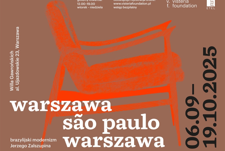 Plakat wystawy "Warszawa – São Paulo – Warszawa", 6 września-19 października 2025.