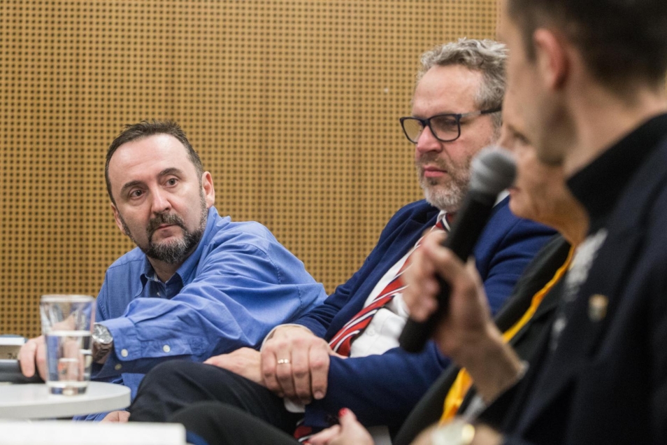 Paneliści dyskusji "Gdynia - Tel Awiw - utopia zrealizowana" (od lewej): Artur Tanikowski, Jacek Friedrich