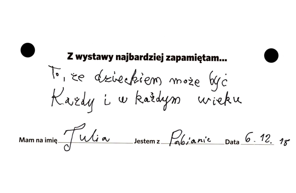 wystawa czasowa z napisem Z wystawy najbardziej zapamiętam...