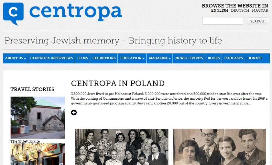 Zrzut ekranu ze strony Centropa