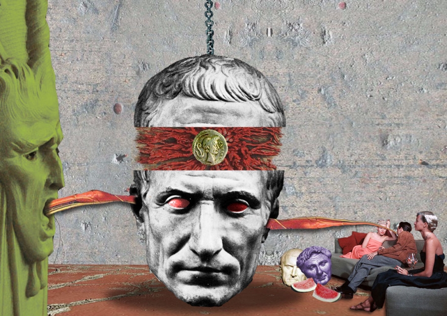 Plakat abstrakcyjny. Dwie głowy.