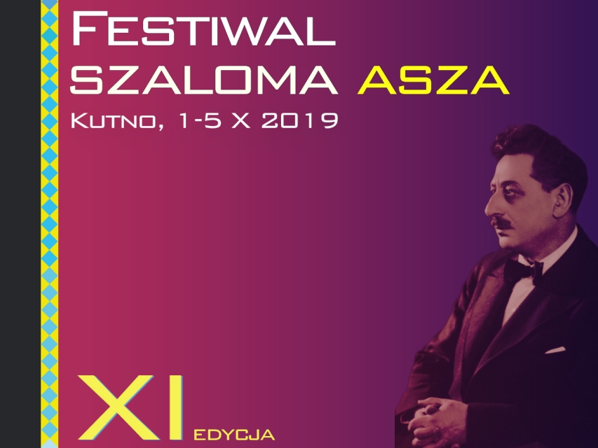 Plakat Festiwalu Szaloma Asza w październiku 2019 roku w Kutnie
