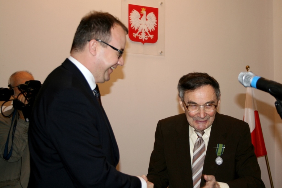 Marian Turski na spotkaniu.