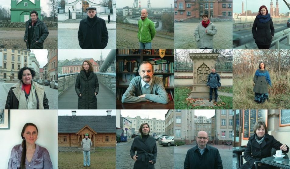 Mozaika złożona z portretów kilkunastu osób.