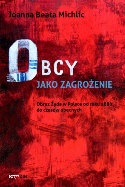 Plakat w czerwonym kolorze z napisem Obcy jako zagrożenie.