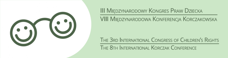 III Międzynarodowy Kongres Praw Dziecka, z lewej strony okulary ze szkłami z uśmiechniętymi buźkami.
