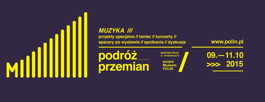 Granatowa grafika z żółtym napisem Podróż przemian.
