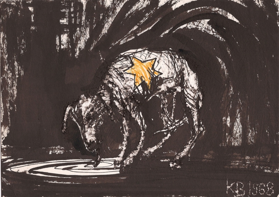 Krzysztof M. Bednarski, Żydom i psom, 1968, tusz i gwasz na papierze, dar autora