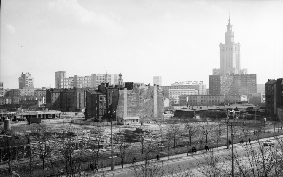 Panorama centrum Warszawy, wiosna 1967.