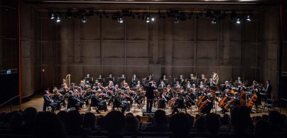 Na zdjęciu widać orkiestrę Sinfonia Varsovia podczas koncertu