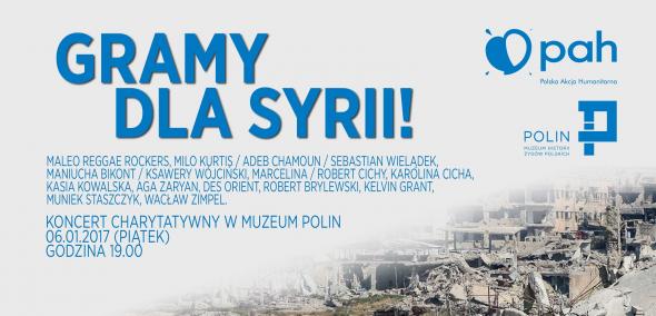 Gramy dla Syrii! Koncert charytatywny PAH i Muzeum POLIN