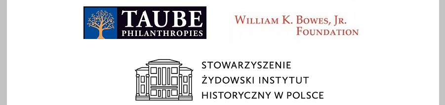 Logotypy Taube Pilhantropies, William K. Bowes Junior Foundation i Stowarzyszenia Żydowski Instytut Historyczny w Polsce.