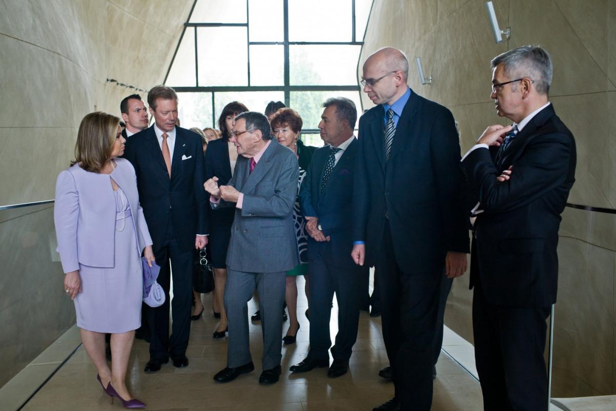 Wizyta pary książęcej Luksemburga w Muzeum POLIN, delegacja w holu głównym w Muzeum POLIN.