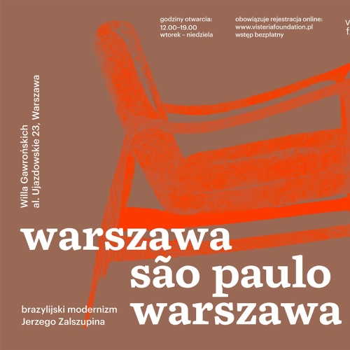 Plakat wystawy "Warszawa – São Paulo – Warszawa", 6 września-19 października 2025.