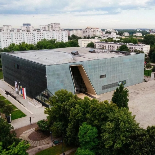 Budynek Muzeum POLIN - grafika dekoracyjna